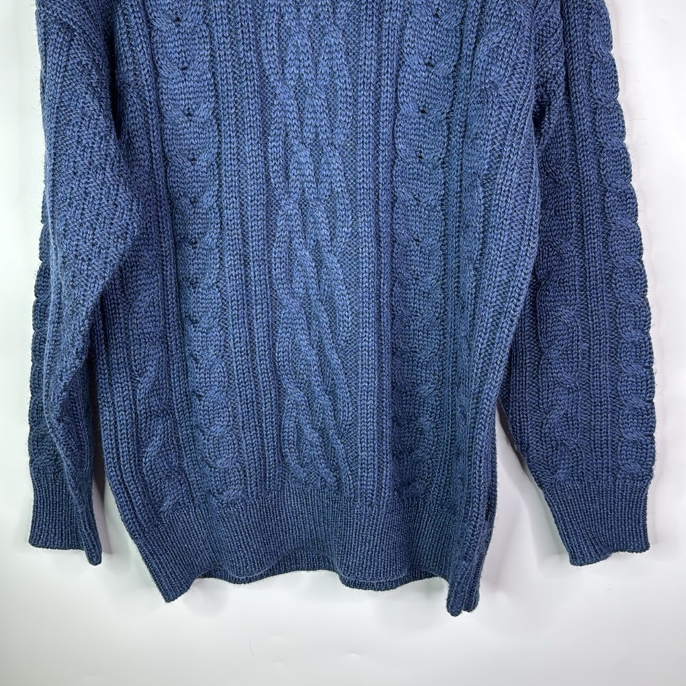 Woolovers Blue Wool Fisherman Sweater Size Medium - Picture 3 of 9